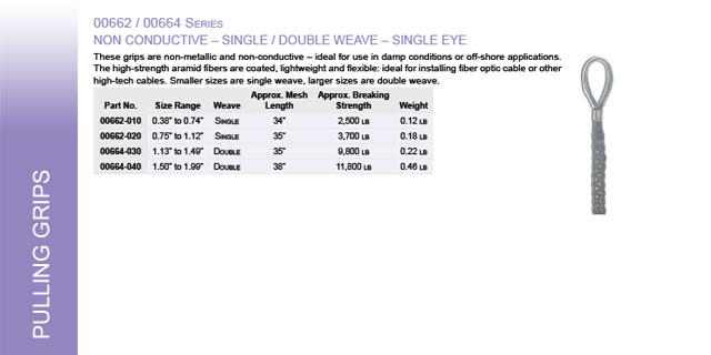 2.49" Diameter Pulling Grip Double Weave Single Eye 00670-200 DCD Design 2.00" 
